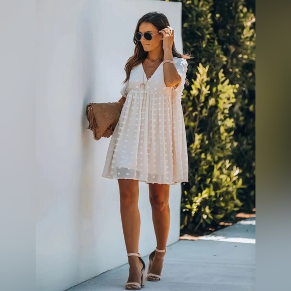 NIP-Swiss Dots Plus Size V Neck Dress - Picture 4 of 7